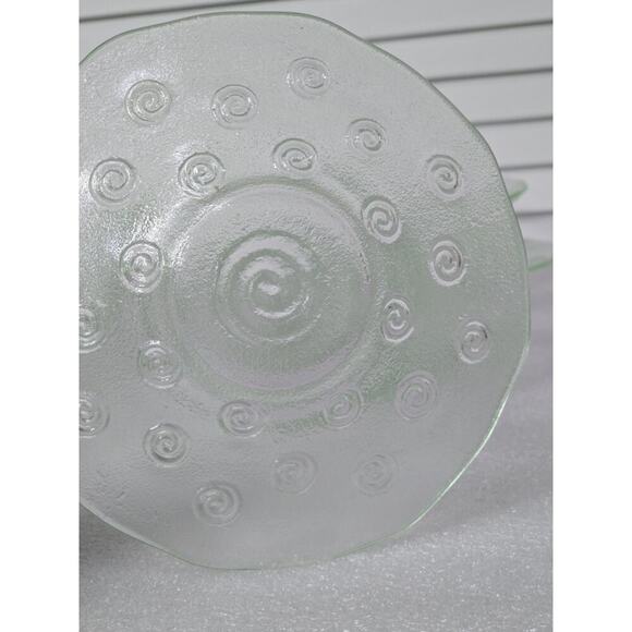 6 Sets Green Recycled Glass Bowls With Saucers Swirl Design EUC Vintage MCM - Picture 7 of 7